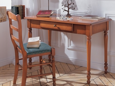 Minet secretaire met een lade, schrijftafel,bijzettafel,computertafel,ipad,laptop,kleur kersen,frans,bijpassende stoel, theo bot zwaag,110 cm. breed
